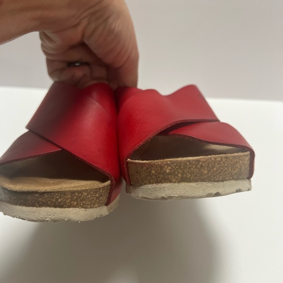 Wedge Sandals Cross Strap Leather Cork size 7.5 . Used - Picture 4 of 13